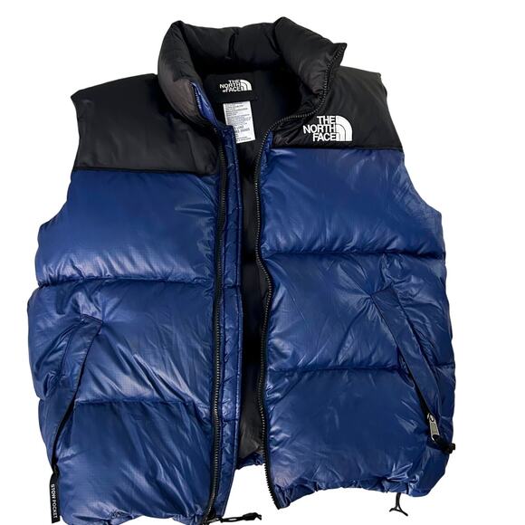 Y2K The North Face 700 Nuptse Down Puffer Vest Blue Black Y2K Streetwear LG - Picture 4 of 16